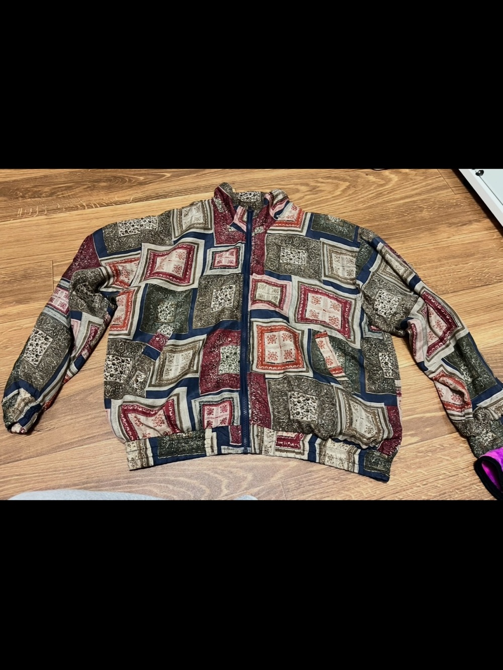 vintage Bogari 100% silk patchwork bomber jacket